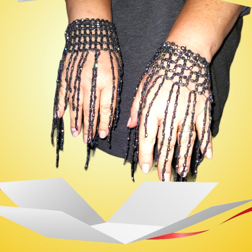 Black Beaded Bracelet Tassel Decor Bracelet bangles